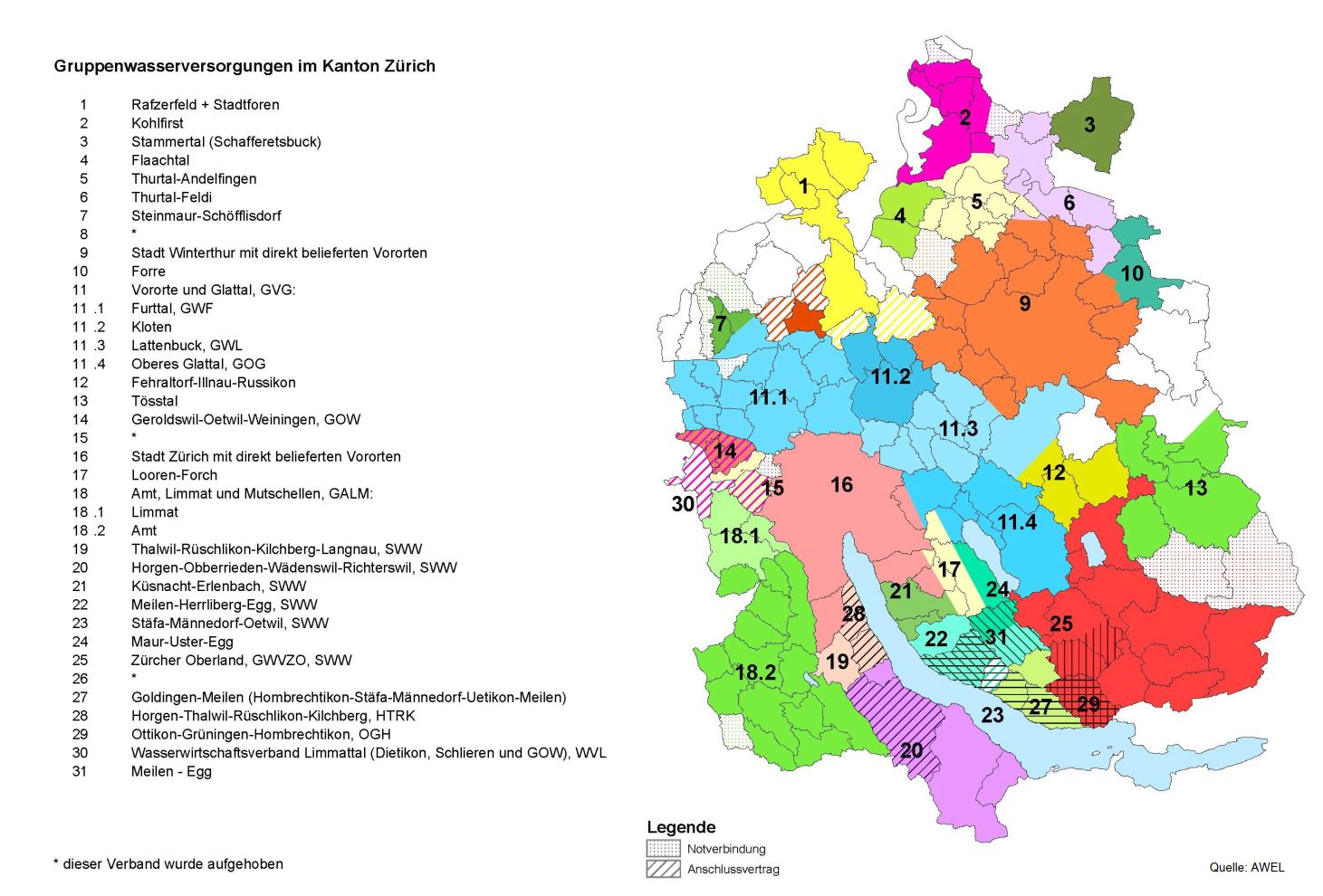 Gruppenwasserversorgung im Kanton Zürich 2023